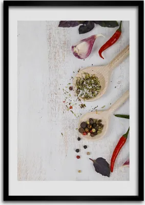 Produktbild von Bild - Bilderrahmen - 50 cm x 70 cm - MDF - Rahmen - Wandkunst Gemüse und Gewürze