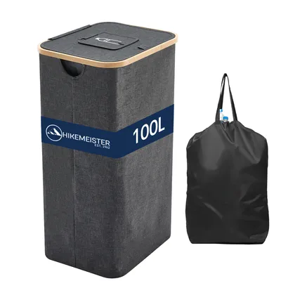Produktbild von Meisterhome 100L Pfandflaschen Flaschensammler – Sammelbehälter mit Deckel, Flaschentasche - Behälter zur Aufbewahrung von Leergut & Altglas - Grau