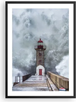 Produktbild von Gerahmtes Poster - Schwarzer Rahmen - Laterne Meer Sturm - 50x70 cm - Wand Bild - Wanddeko - Wandbilder - Kunstposter - Wandposter - Bilderrahmen - Bilder - Kunstdruck - P2BPA50x70-5003