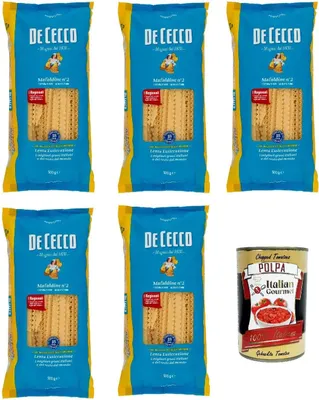 Produktbild von De Cecco Pasta Mafaldine n. 2 100% Italienisch Nudeln 5x 500g + Italian Gourmet Polpa 400g