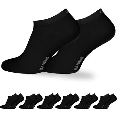 Produktbild von OCERA 6x Bambus Sneaker Socken Uni für Damen und Herren in verschiedenen Farben - Schwarz 47/50