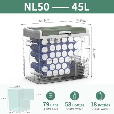 Produktbild von Auto Kühlbox - Kompressor Kühlgefrierbox 45L - 12/24V DC & 100–240V AC - -20 bis 20°C - Tragbare Camping Kühltruhe für Reisen