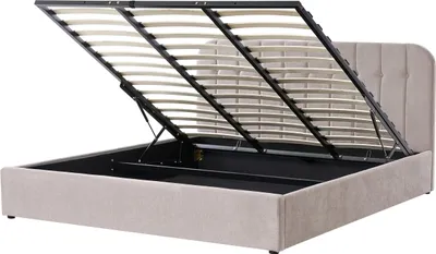 Obrázok produktu pre BELIANI Rám postele béžový čalúnený šenilom 180 x 200 cm úložný priestor čelo postele lamelový rošt