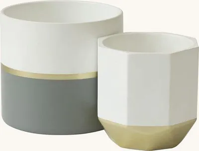 Immagine prodotto di Vasi da cactus in Vetroceramica, set da 2, set da 2 pezzi, in Vetroceramica, bianchi, per interni