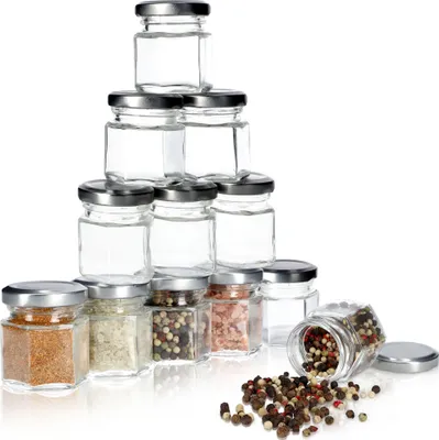 Image de KADAX Pots à épices "Yenne", Pots à épices en verre avec couvercles en métal, 30ml, 12 pièces