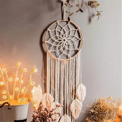 Produktbild von Makramee Traumfänger, Wandbehang, Boho Handgemachte Traumfänger für Schlafzimmer Wohnzimmer Dekoration