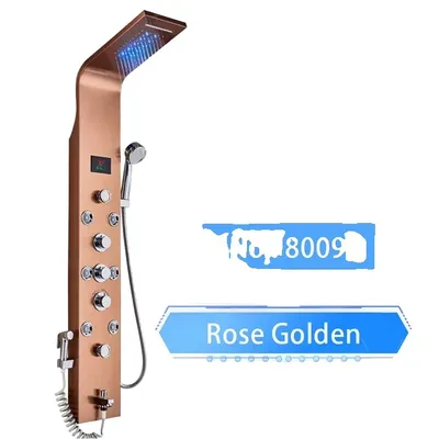 Produktbild von LED Duschpaneel, Regendusche, SPA-Massagestrahl, Rose Golden 8009