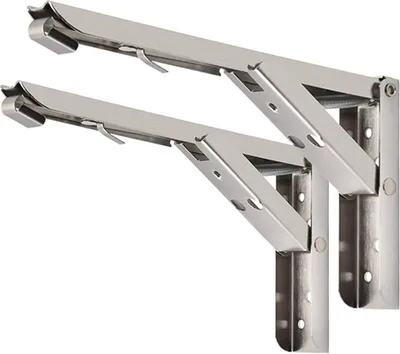 Produktbild von 2er Set 12 Zoll Regalträger aus Edelstahl | 295mm klappbare Regalhalterung | Regalwinkel zur Wandmontage | Regal Halter für Wohnmobil Camping | 2 Stück Wandhalterung für Regalbretter