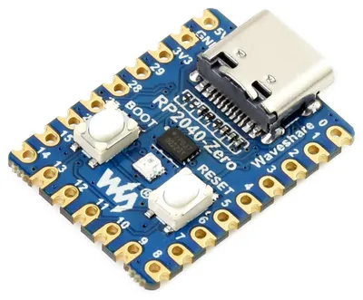 Produktbild von Waveshare RP2040-Zero, Dual-Core 133MHz, 2MB Flash, USB-C, GPIO Pins, MCU-Board, ohne Header