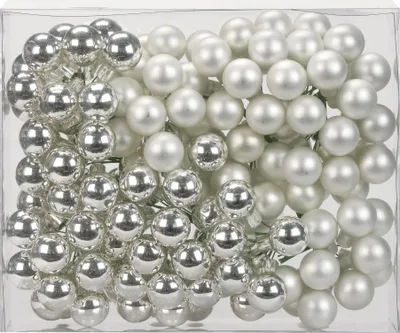 Produktbild von Spiegelbeeren Glas 2,5cm, 144 Stück, Farbe:silber glanz / matt