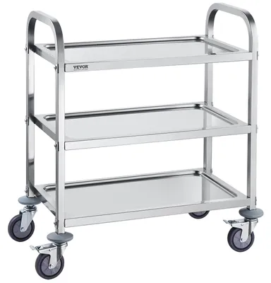 Image de VEVOR Chariot de laboratoire mobile à 3 niveaux Acier inoxydable 181kg Clinique de laboratoire Technique médicale