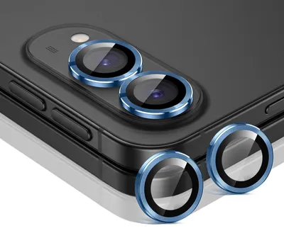Produktbild von Kamera Linsenschutz Glas Set für Apple iPhone Duo Schutzglas Camera Linse Schutz Panzerfolie 9H Titan Blau