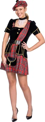 Schottin Kostüm Grace für Damen Gr. 34-44 Kleid rot kariert Fasching Karneval Mottoparty andere Länder Schottland Schotte Paarkostüm