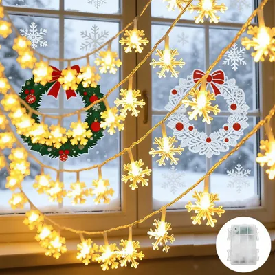 Schneeflocken-Lichterkette 4 m, 20 LEDs, warmweiß, batteriebetrieben