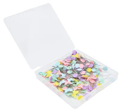 Obrázok produktu pre 200 ks špendlíkov s kvetinovou hlavičkou – roztomilé kvetinové motýle, farebné dekoratívne špendlíky na šitie a scrapbooking