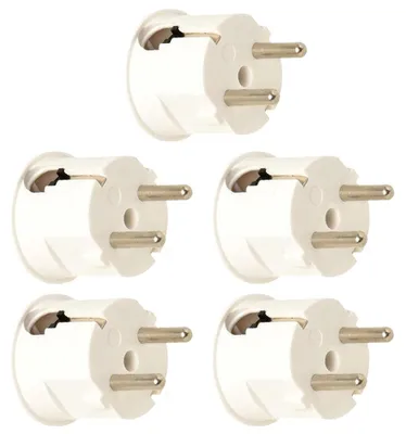 Produktbild von Schutzkontaktstecker - abgewinkelt - 16A 230V - Weiß - Kunststoff - 5 Stück