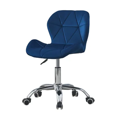 Image de Chaise de bureau en velours CLIPOP Assise rembourrée réglable en hauteur, Home Office, Bleu
