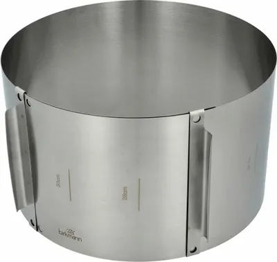 Immagine prodotto di Birkmann Bakers Best anello per torte, regolabile, anello per torte, telaio da forno, con scala, acciaio inox, H 15 cm, 424524