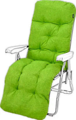 A green recliner cushion on a white background.