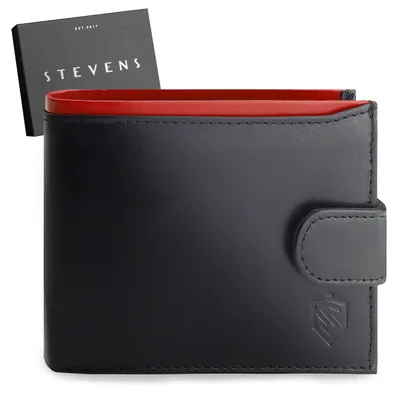Obrázok produktu pre Pánska peňaženka značky Stevens, vyrobená z prírodnej kože, čierna, s technológiou RFID, rozmer 12x9,5 cm, univerzálna