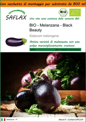 Immagine prodotto di SAFLAX Garden in the bag - BIO - Melanzana - Black Beauty - 25 semi - Solanum