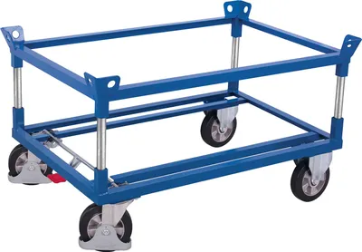 Produktbild von Palettenfahrgestell mit 2 Winkelrahmen, Traglast 1.200 kg, Zentralfeststeller, Ladefläche 810 x 610 mm (BxT)