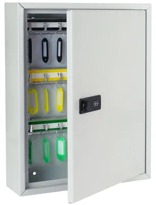 HMF 13642-07 Schlüsselschrank mit Zahlencode Schlüsselkasten groß 42 Haken 35 x 27 x 8 cm Lichtgrau