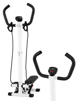 Produktbild von COSTWAY Mini Stepper mit Lenker, leise & rutschfest Fitness-Stepper mit Widerstandsbändern & LCD Display, Hydraulischer Heimtrainer für Zuhause, Büro