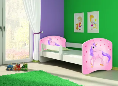 Produktbild von Kinderbett, Babybett 70x140, 80x160, 80x180cm Juniorbett, Kind, Motiv, Schublade CLAMARO, Bett Farbe:17 Pony Pink, Ausführung:Ohne Bettkasten, Bett Größe:160 x 80 cm