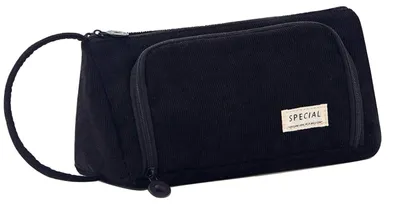 Produktbild von Federmäppchen für Teenager-Mädchen, geräumiges Federmäppchen für Schule und Büro, Geschenk, 21 x 11 cm (schwarz)