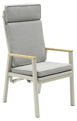 Produktbild von Positionsstuhl Austin Verstellsessel Gartenstuhl Teak-Armlehne Taupe-Grau