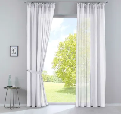 Produktbild von 2er Set Gardinen »Nizza« Baumwoll-Voile Halbvoile HxB 254x135 cm Weiß Transparent Stores mit Gardinenband und Tuneldurchzug, 2019031-2