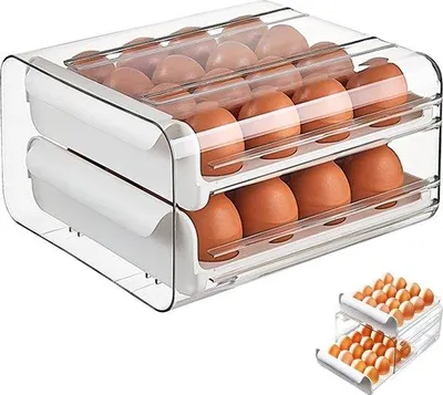 Obrázek produktu pro Krabice na vejce, stohovatelná, bílá, na 32 vajec, dvouvrstvá, s velkou kapacitou