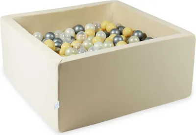 Produktbild von Trockenbecken 90x90x40 beige mit 400 Bällen: transparent, opaleszierend, hellgold, silber, beige