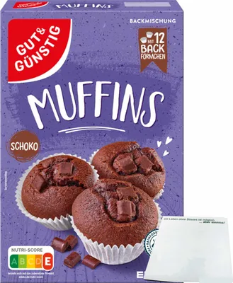 Produktbild von Gut & Günstig Muffins Schoko Backmischung (350g Packung) + usy Block