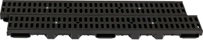Produktbild von Entwässerungsrinne Höhe 115mm Kunststoff 2m, Stegrost, Classic Schwarz