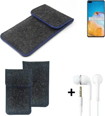 Produktbild von K-S-Trade Handy Schutz Hülle kompatibel mit Huawei P40 Schutzhülle Handyhülle Filztasche Pouch Tasche Case Sleeve Filzhülle dunkelgrau, blauer