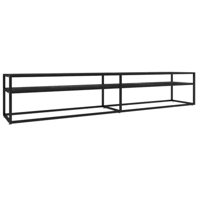 Obrázek produktu pro TV stolek černý mramor 220 x 40 x 40,5 cm tvrzené sklo