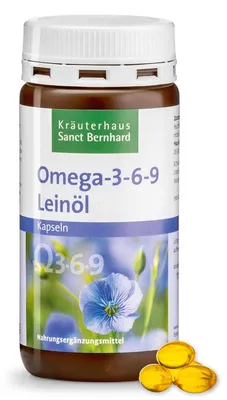 Produktbild von Sanct Bernhard Omega-3-6-9-Leinöl-Kapseln - 180 Kapseln