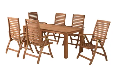 Produktbild von Merxx Gartenmöbel Set Paraiba 7tlg., 6 Klappsessel, Tisch 185 x 90 cm - Akazie