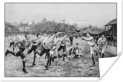 Produktbild von MuchoWow® Poster Eine antike Illustration von Rugby 180x120 cm - Fotoplakat