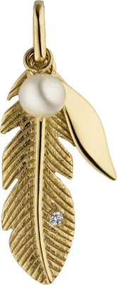 Produktbild von Anhänger Feder 585 Gelbgold 1 Süßwasser Perle 1 Diamant Brillant