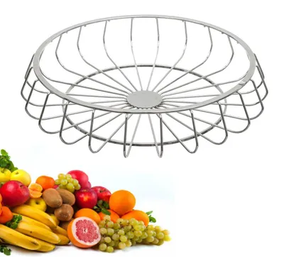 Produktbild von Runde Design-Fruchtschale - Metallische Fruchtschale - Durchmesser 33 Cm - Silber