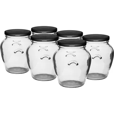 Produktbild von Amfora-Glas 580 ml (Ø 82 mm) mit schwarzem Twist-Off-Deckel, 6 Stück