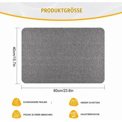 Obrázok produktu pre Protisklzová podložka pod sprchu, 40x60 cm, sivá, PVC, s odvodňovacími otvormi, rýchlo schnúca
