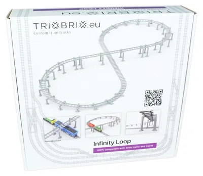 Produktbild von Trixbrix Infinity Loop, Hochbahn-Set – Schienen kompatibel mit LEGO® City Eisenbahn und Zug, Zubehör für Klemmbausteine