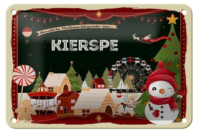 Produktbild von Blechschild Weihnachten Grüße aus KIERSPE Geschenk Dekoration  18x12cm