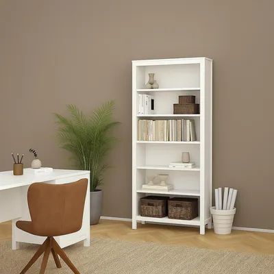 Immagine prodotto di Dmora Libreria Sinlaku 32.5x78.05x199h cm Bianco, 5 Ripiani Portata Ripiani 13