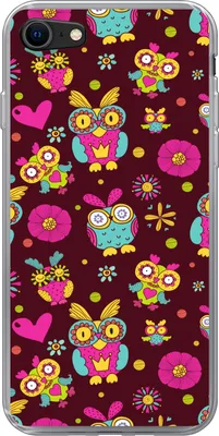 Produktbild von MuchoWow® Handyhülle Schutzhülle Hülle für Telefoonhoesje iPhone SE 2020 Mädchen - Eule - Schokolade - Muster - Mädchen - Kind - Kinder Silikon Softcase Handy Hülle - Kartenbesitzer