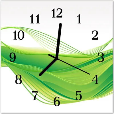 Produktbild von Glasuhr Wanduhr Küchenuhr Echt-Glas 30x30 cm Abstrakte Linien grün